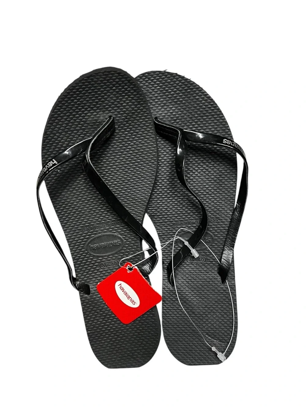🌻NEW w/tag Havaianas You Black Glossy Thong Flip Flop Sandals Women's Size 9/10